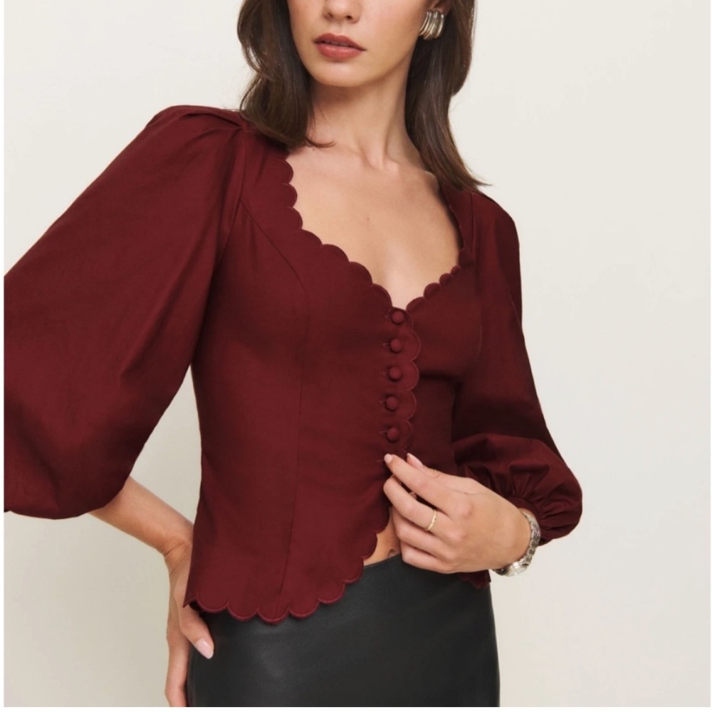 REFORMATION Burgundy Gorgeous Blouse, size 4